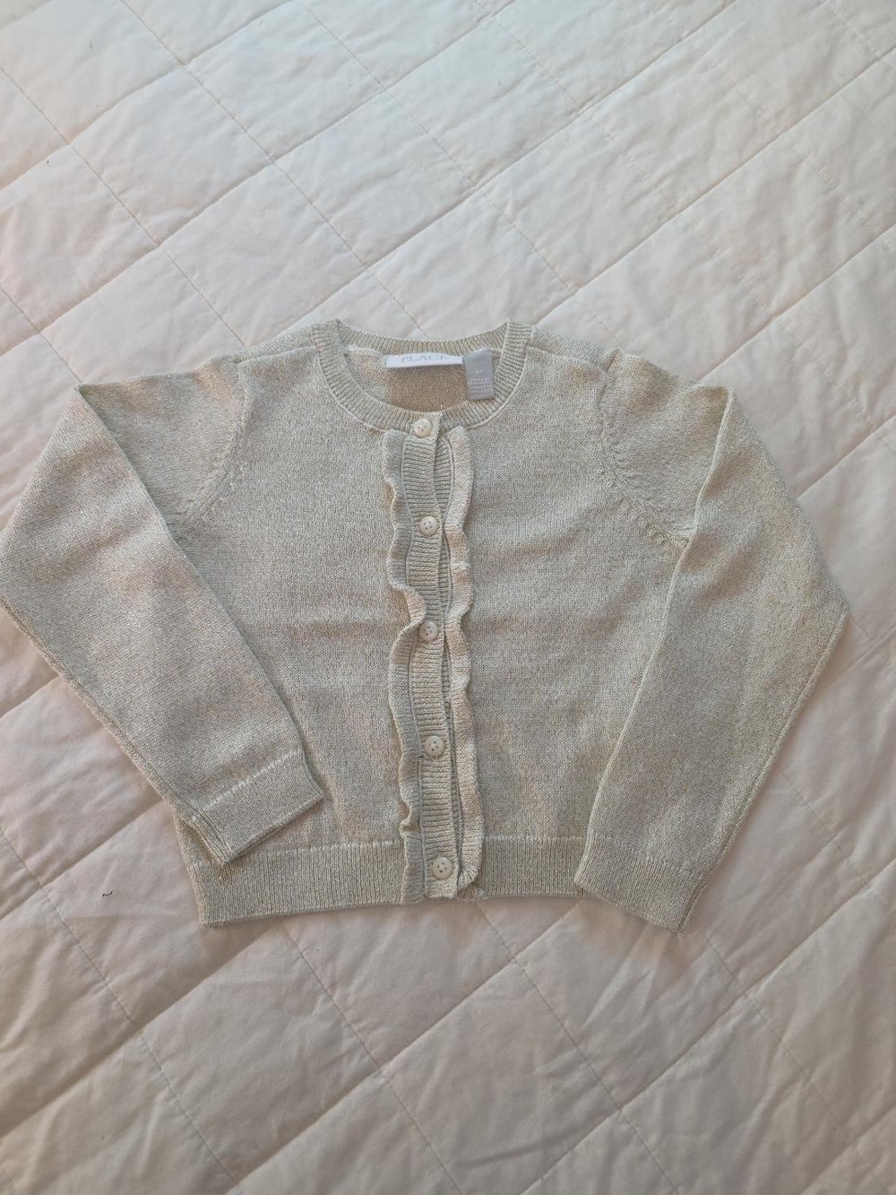 The Children’s Place Girls 4T Metallic Gold Ruffle Cardigan Sweater NWT